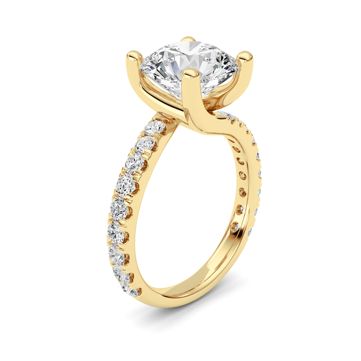 3.75 ct tw IGI Certified Round Lab-Grown Diamond Ring in 14K Solid Gold - Yellow