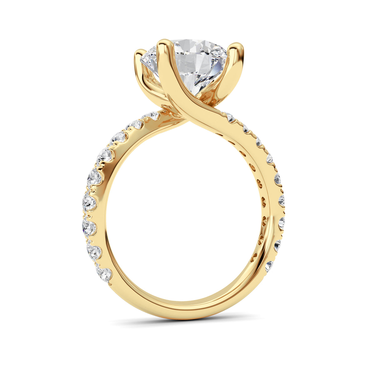 3.75 ct tw IGI Certified Round Lab-Grown Diamond Ring in 14K Solid Gold - Yellow