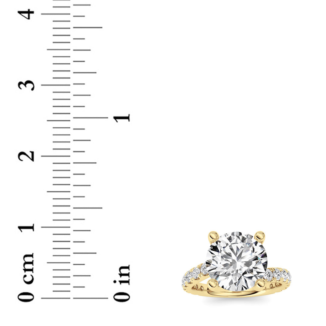 3.75 ct tw IGI Certified Round Lab-Grown Diamond Ring in 14K Solid Gold - Yellow
