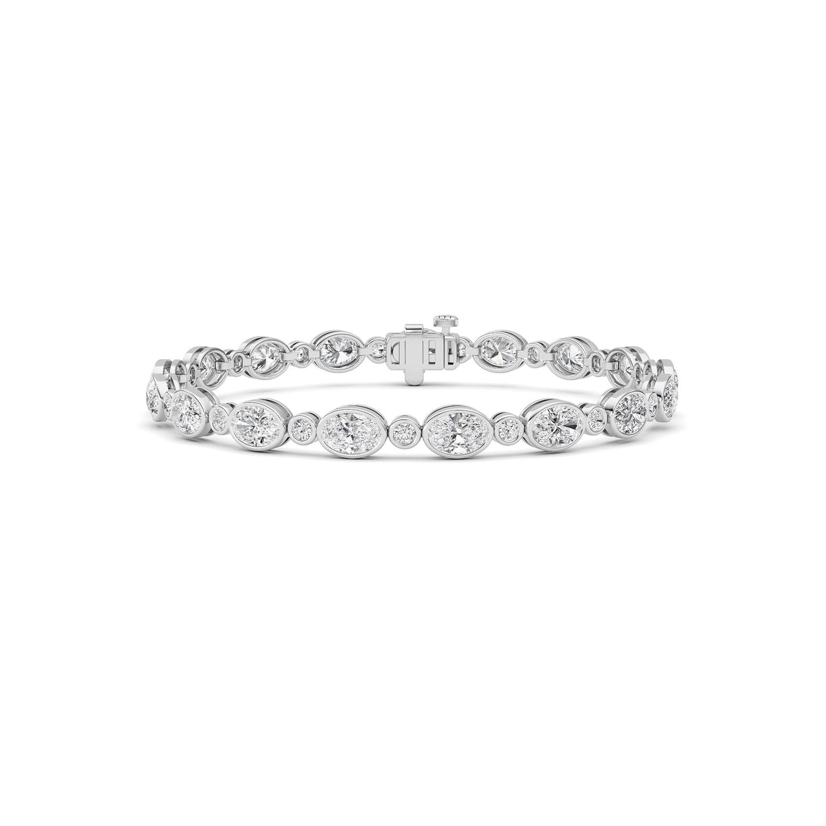 8 ct tw IGI Certified Oval Lab-Grown Diamond Bezel Set Bracelet in 14K Solid Gold - White