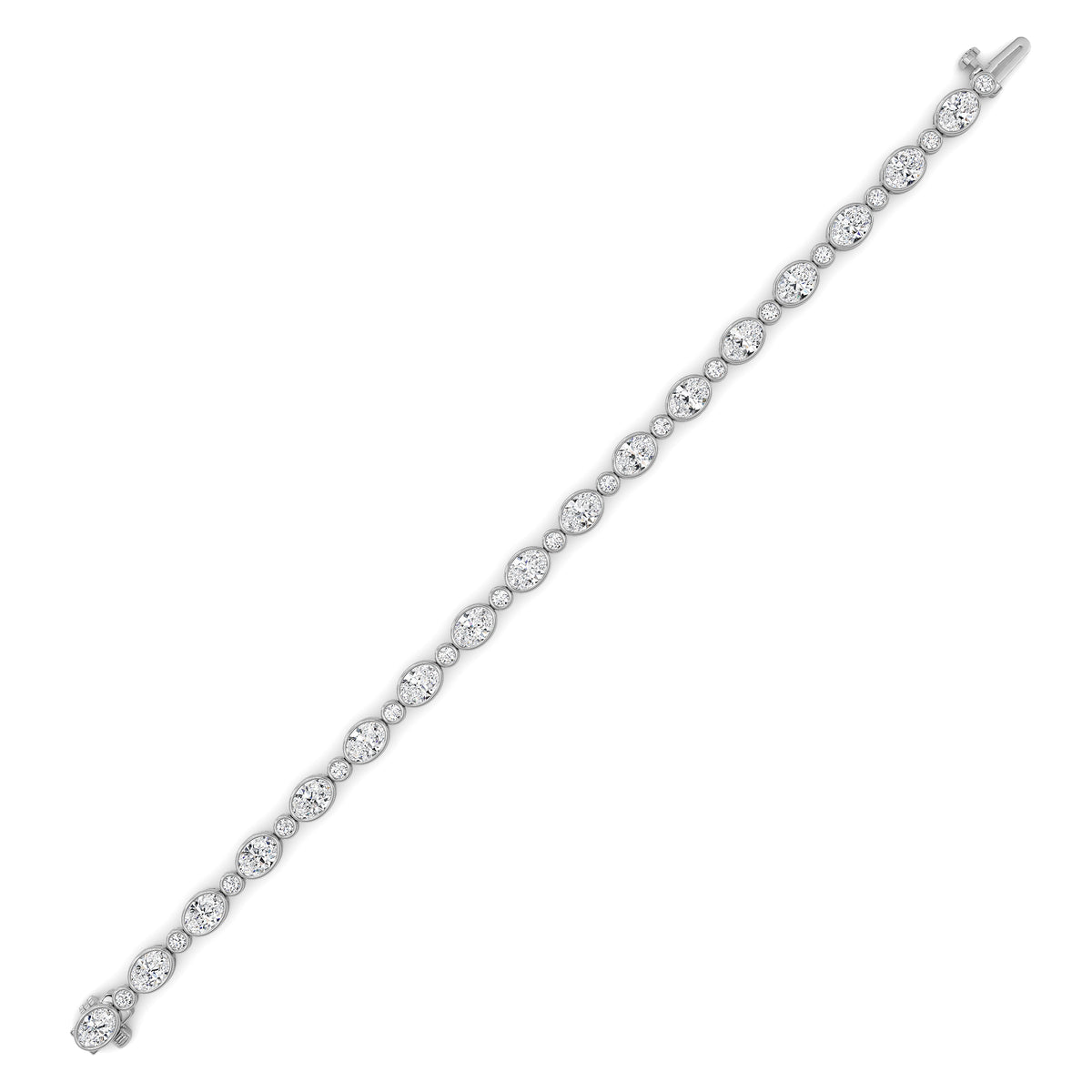 8 ct tw IGI Certified Oval Lab-Grown Diamond Bezel Set Bracelet in 14K Solid Gold - White