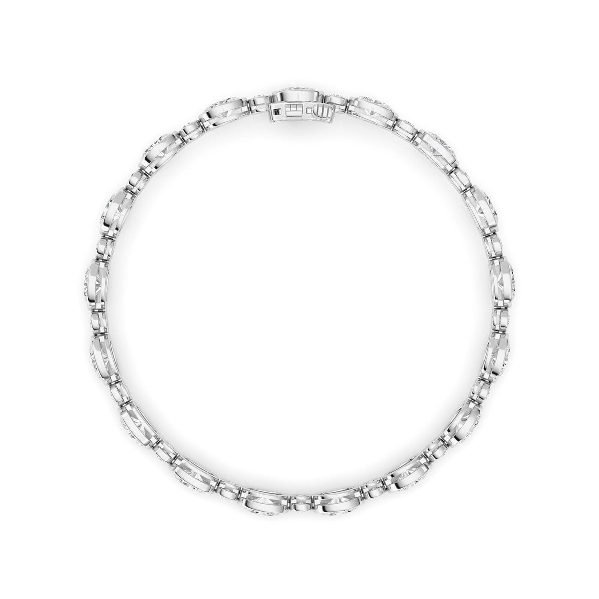 8 ct tw IGI Certified Oval Lab-Grown Diamond Bezel Set Bracelet in 14K Solid Gold - White
