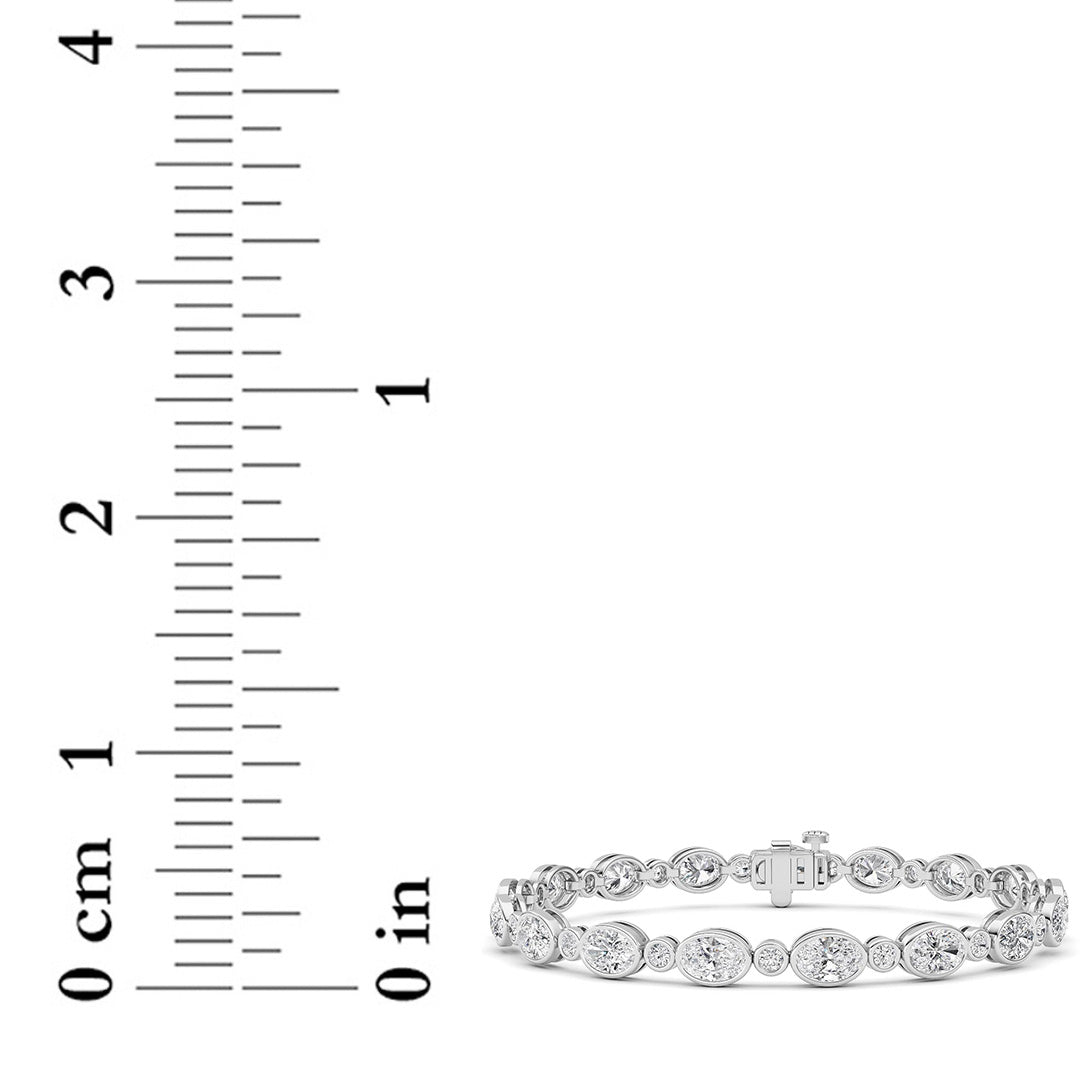 8 ct tw IGI Certified Oval Lab-Grown Diamond Bezel Set Bracelet in 14K Solid Gold - White
