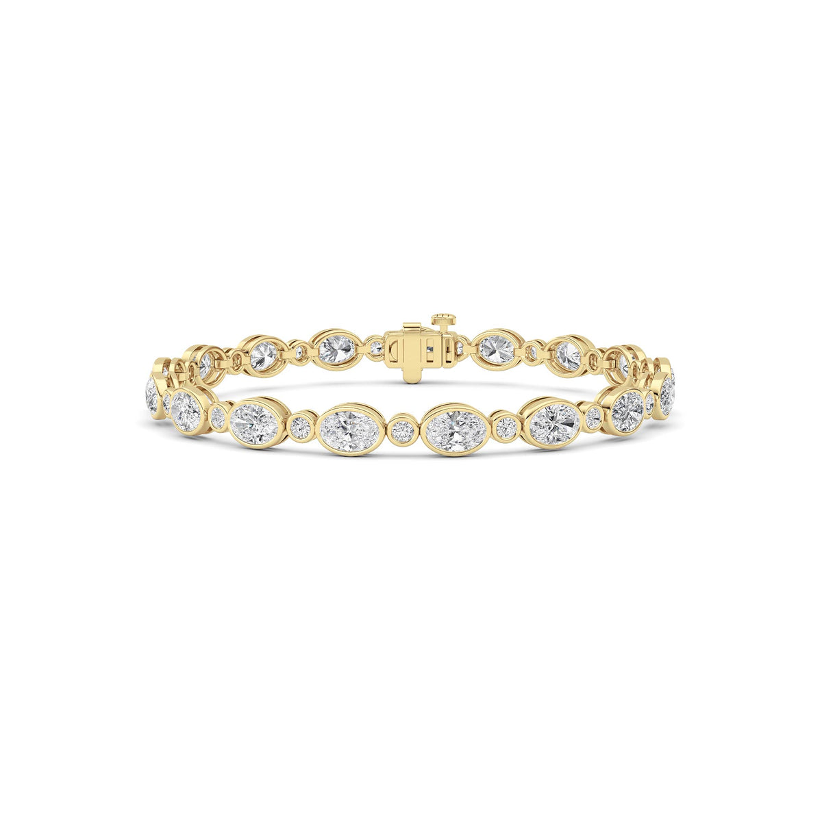 8 ct tw IGI Certified Oval Lab-Grown Diamond Bezel Set Bracelet in 14K Solid Gold - Yellow