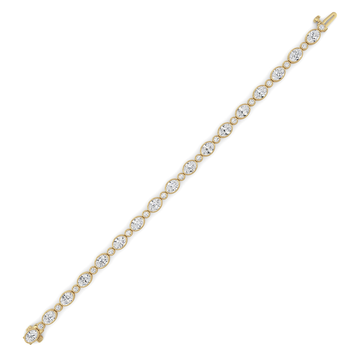 8 ct tw IGI Certified Oval Lab-Grown Diamond Bezel Set Bracelet in 14K Solid Gold - Yellow
