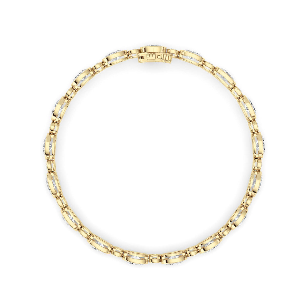 8 ct tw IGI Certified Oval Lab-Grown Diamond Bezel Set Bracelet in 14K Solid Gold - Yellow