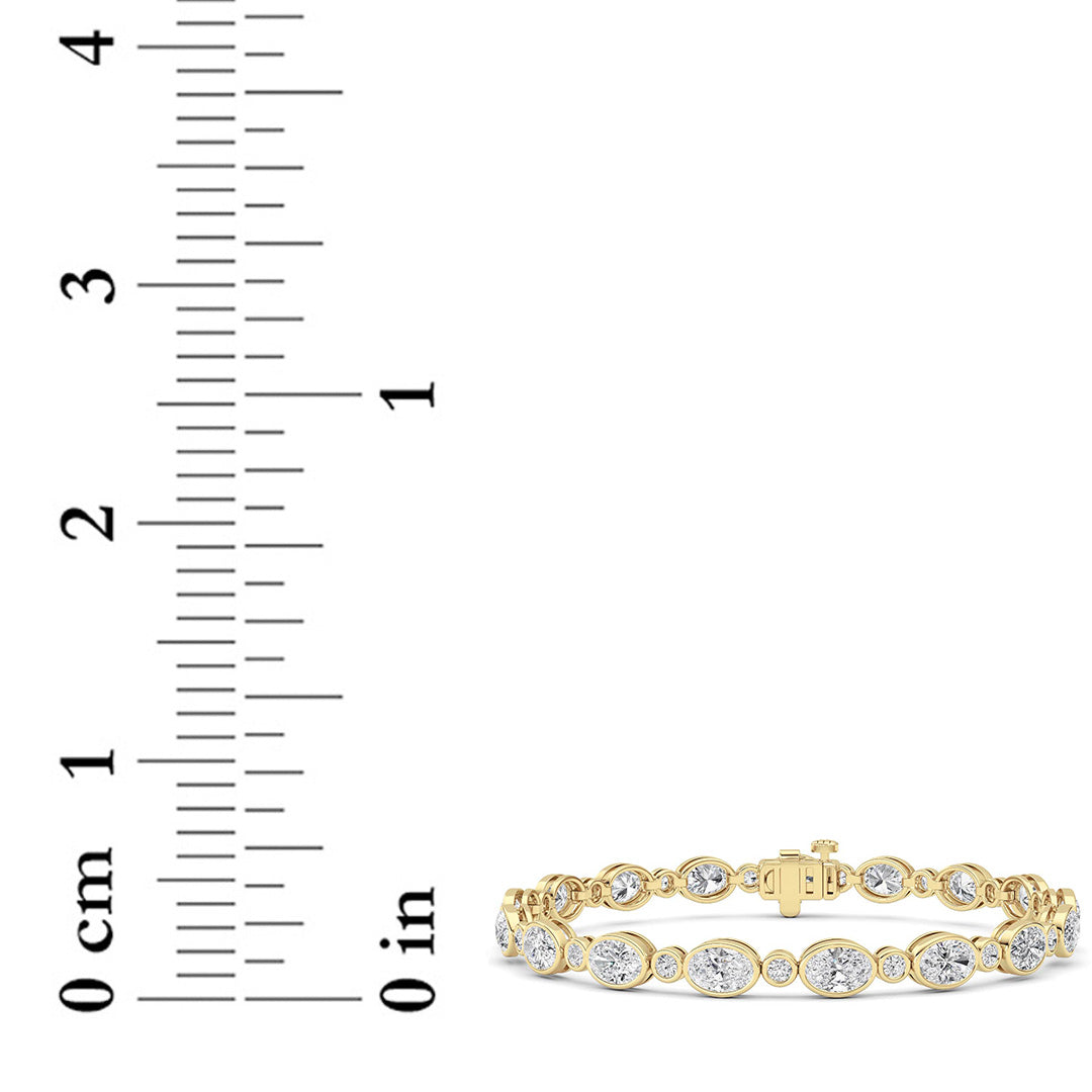 8 ct tw IGI Certified Oval Lab-Grown Diamond Bezel Set Bracelet in 14K Solid Gold - Yellow