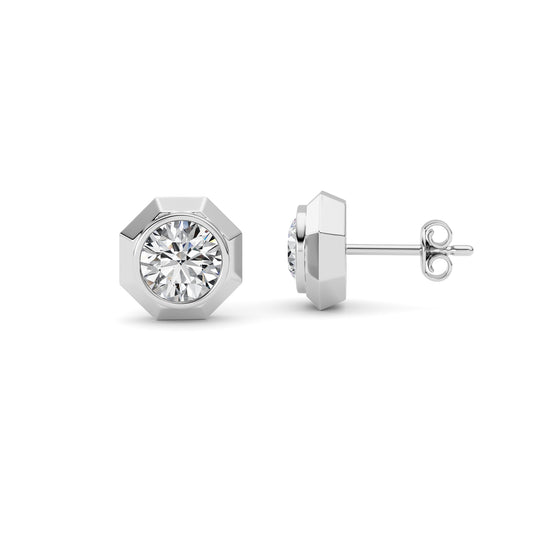 2 ct tw IGI Certified Round Lab-Grown Diamond Stud Earrings No. 2 in 14K Solid Gold - White