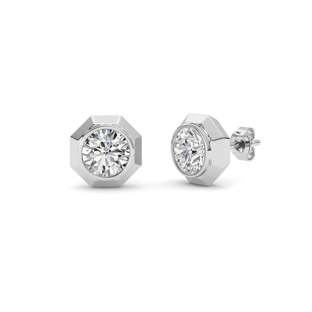 2 ct tw IGI Certified Round Lab-Grown Diamond Stud Earrings No. 2 in 14K Solid Gold - White