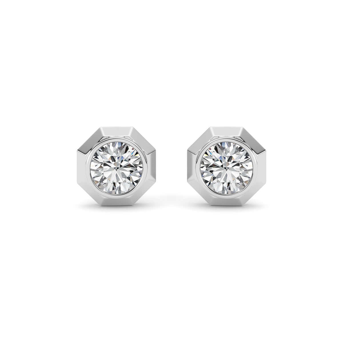 2 ct tw IGI Certified Round Lab-Grown Diamond Stud Earrings No. 2 in 14K Solid Gold - White