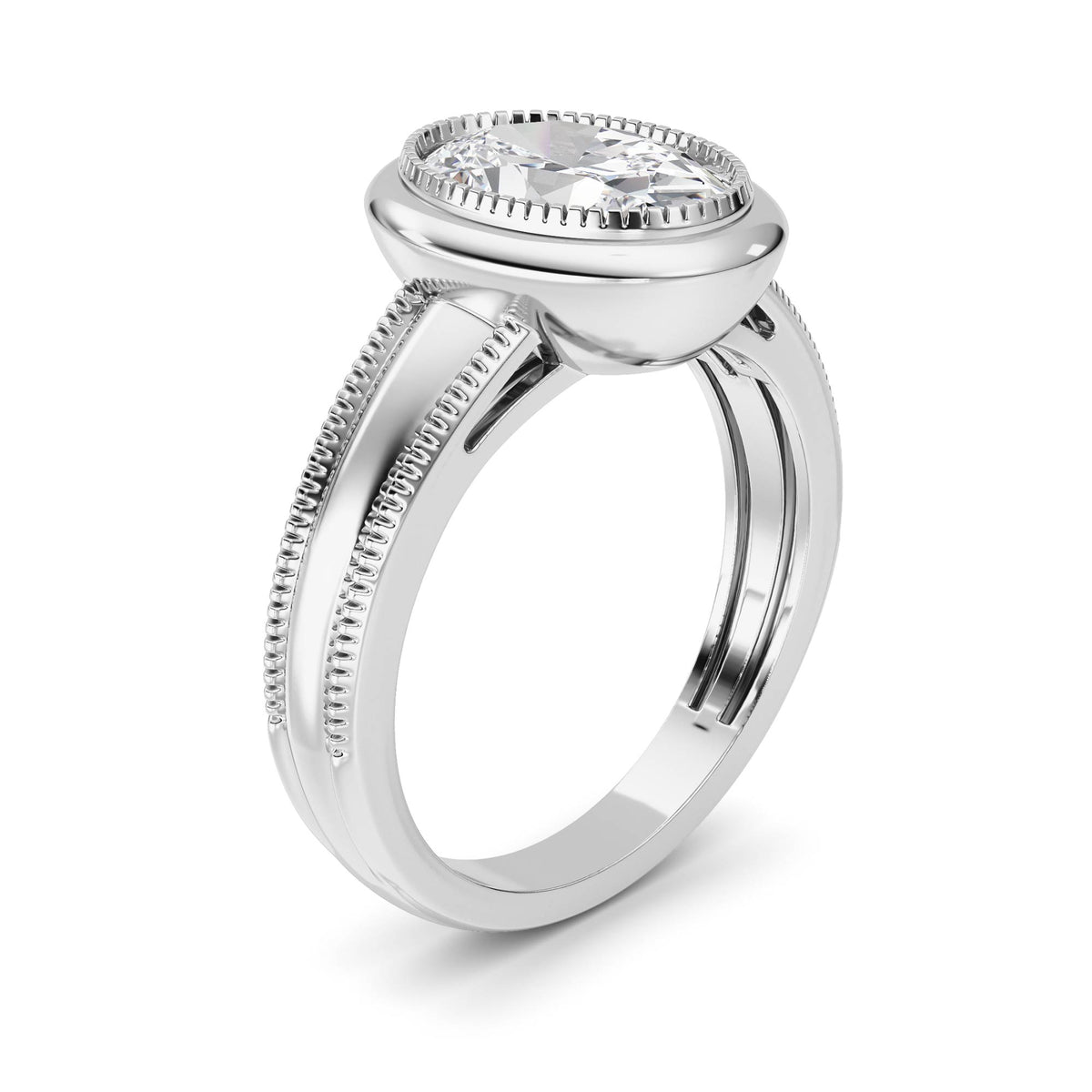 2 ct tw IGI Certified Oval Lab-Grown Diamond Ring in 14K Solid Gold - White