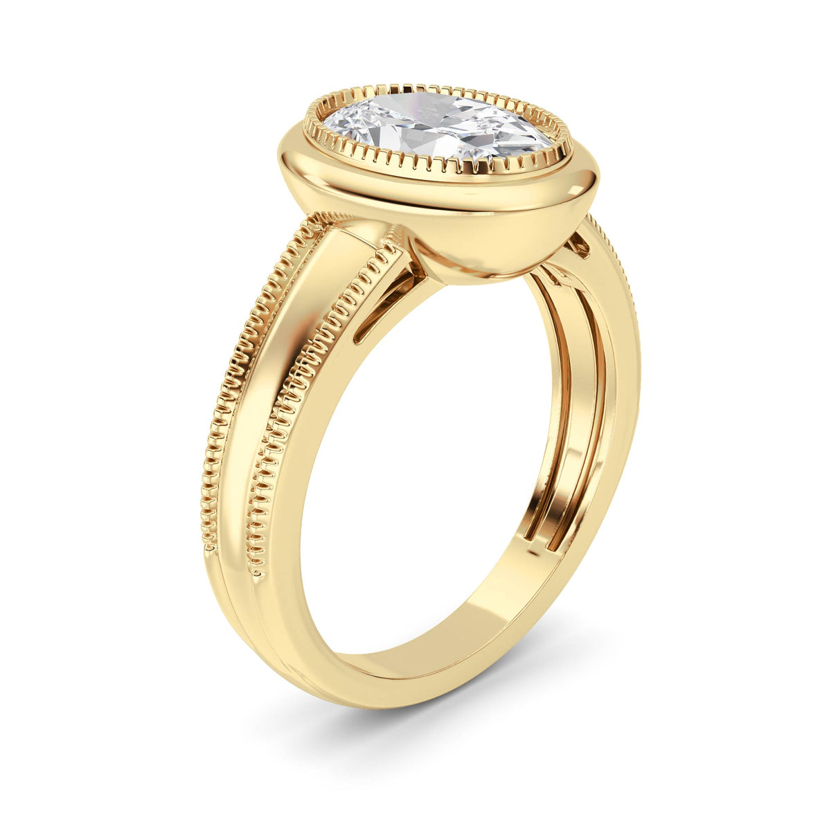 2 ct tw IGI Certified Oval Lab-Grown Diamond Ring in 14K Solid Gold - Yellow