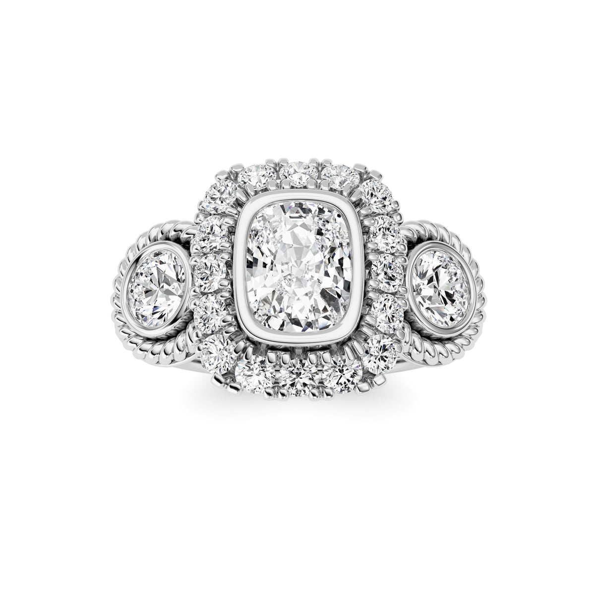 2 ct tw IGI Certified Elongated Cushion Lab-Grown Diamond Ring in 14K Solid Gold - White