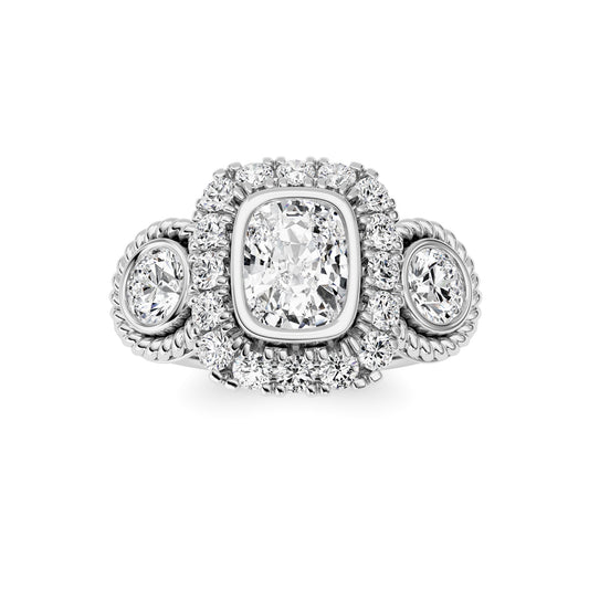 2 ct tw IGI Certified Elongated Cushion Lab-Grown Diamond Ring in 14K Solid Gold - White