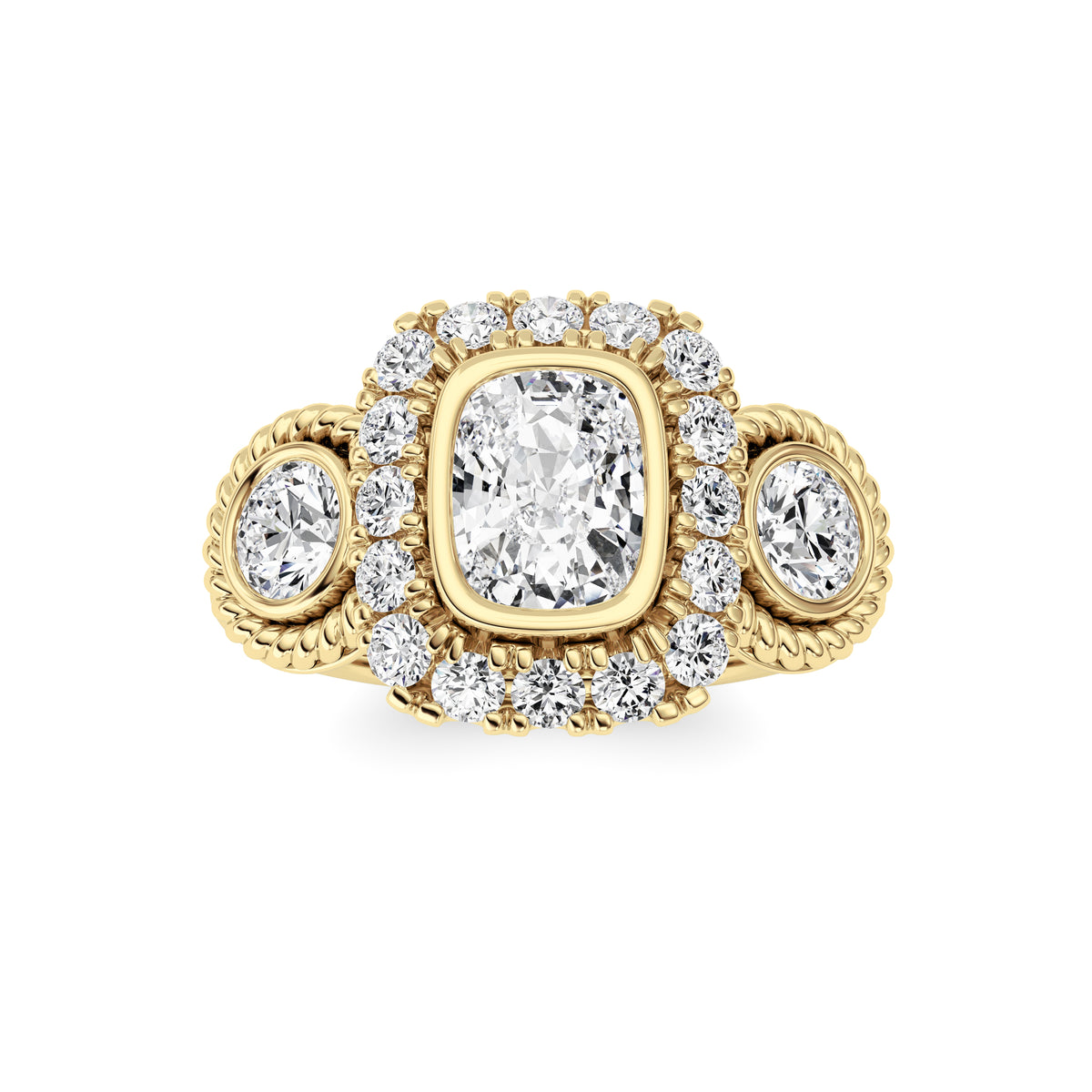 2 ct tw IGI Certified Elongated Cushion Lab-Grown Diamond Ring in 14K Solid Gold - Yellow