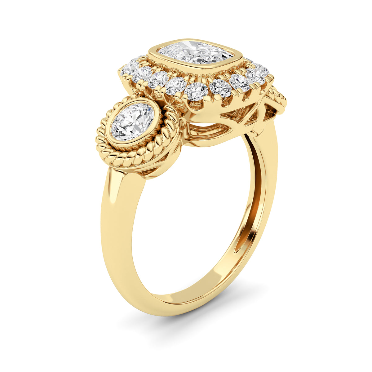 2 ct tw IGI Certified Elongated Cushion Lab-Grown Diamond Ring in 14K Solid Gold - Yellow