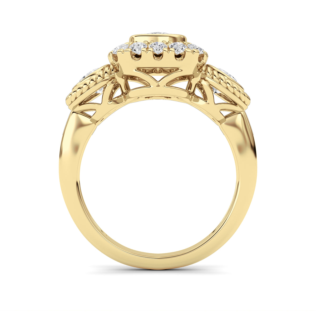 2 ct tw IGI Certified Elongated Cushion Lab-Grown Diamond Ring in 14K Solid Gold - Yellow