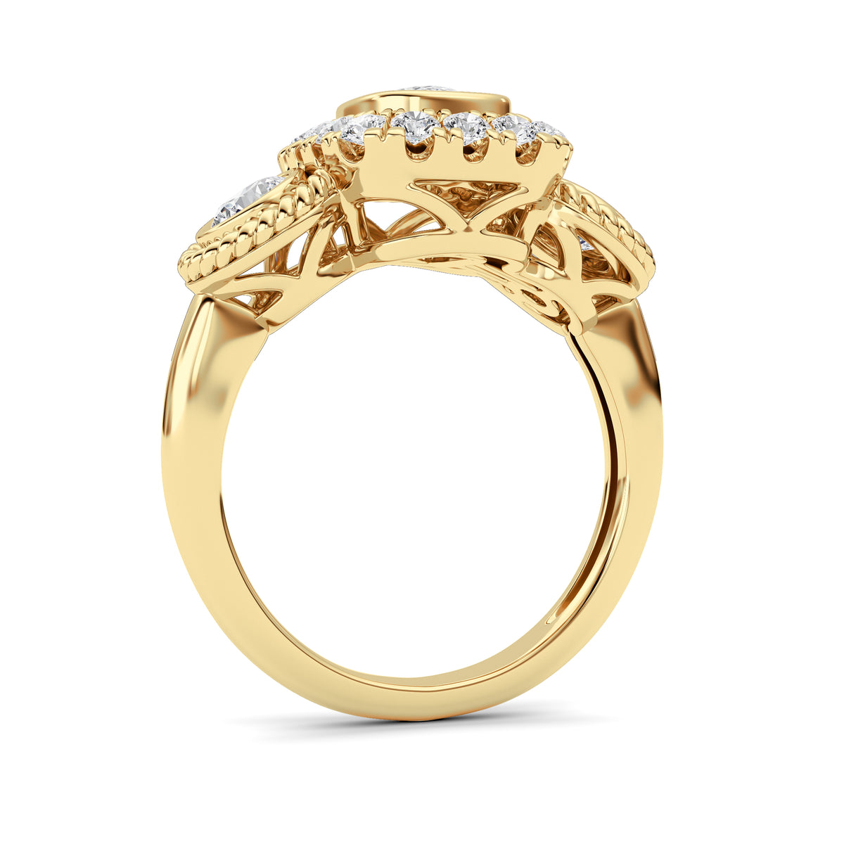 2 ct tw IGI Certified Elongated Cushion Lab-Grown Diamond Ring in 14K Solid Gold - Yellow