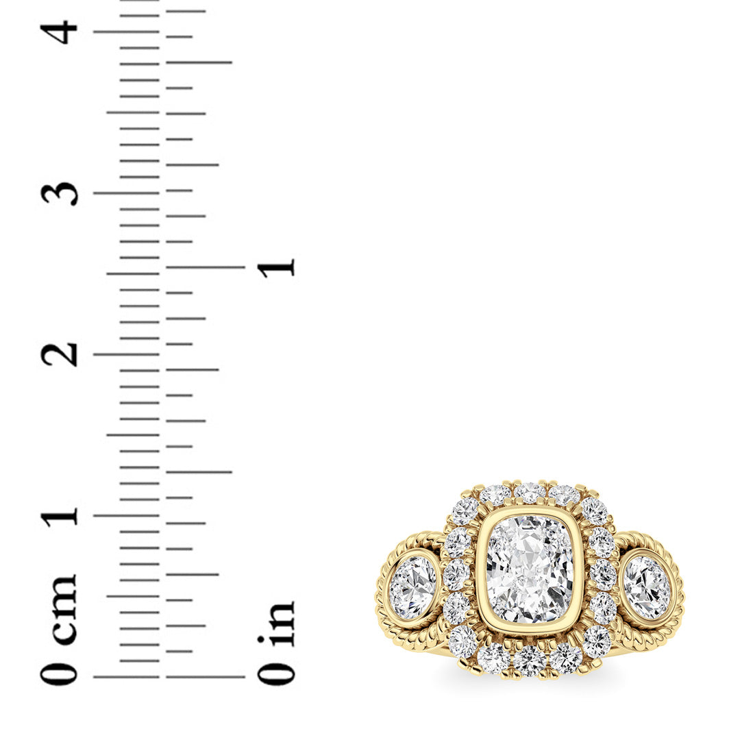 2 ct tw IGI Certified Elongated Cushion Lab-Grown Diamond Ring in 14K Solid Gold - Yellow