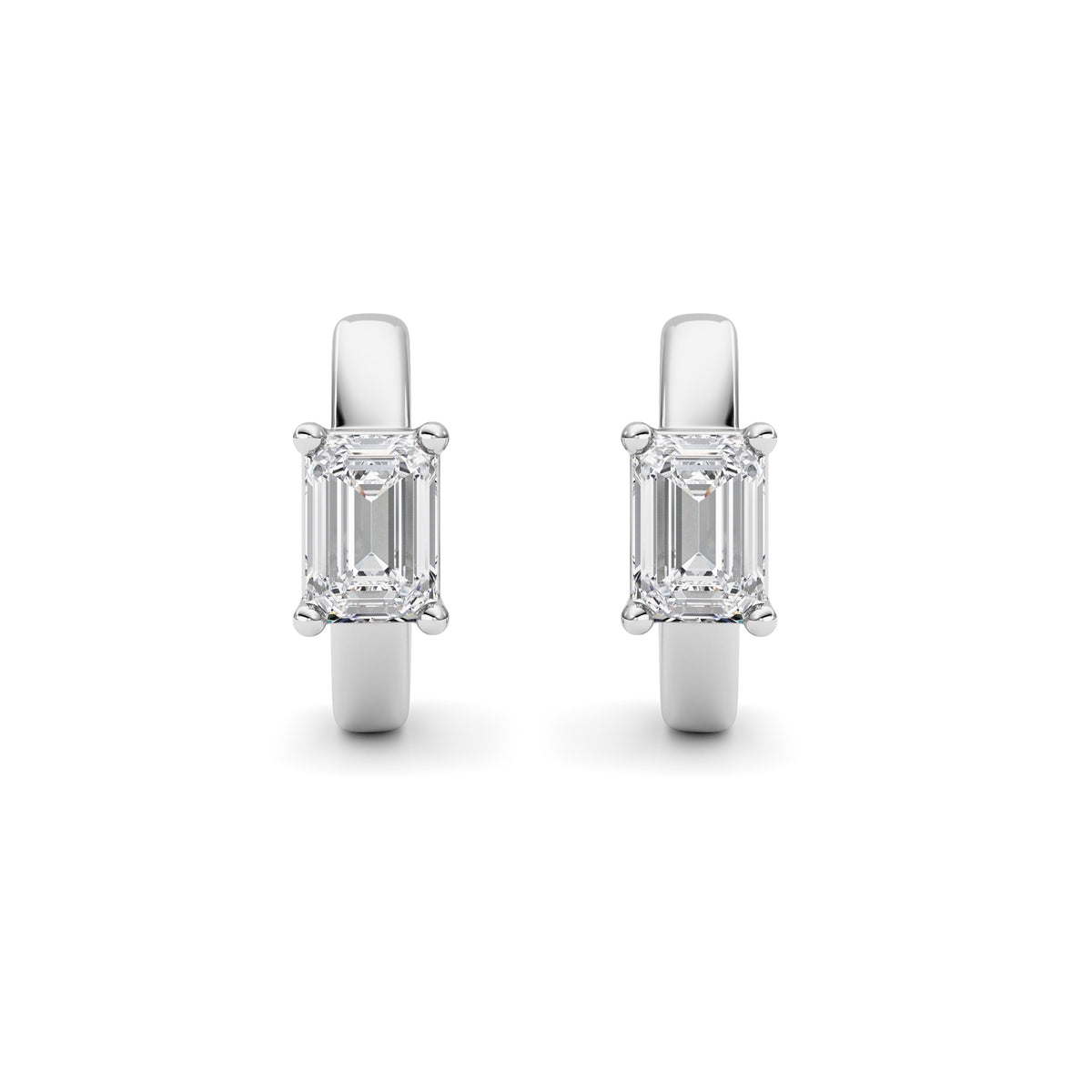 1 ct tw IGI Certified Emerald Lab-Grown Diamond Huggie Earrings in 14K Solid Gold - White