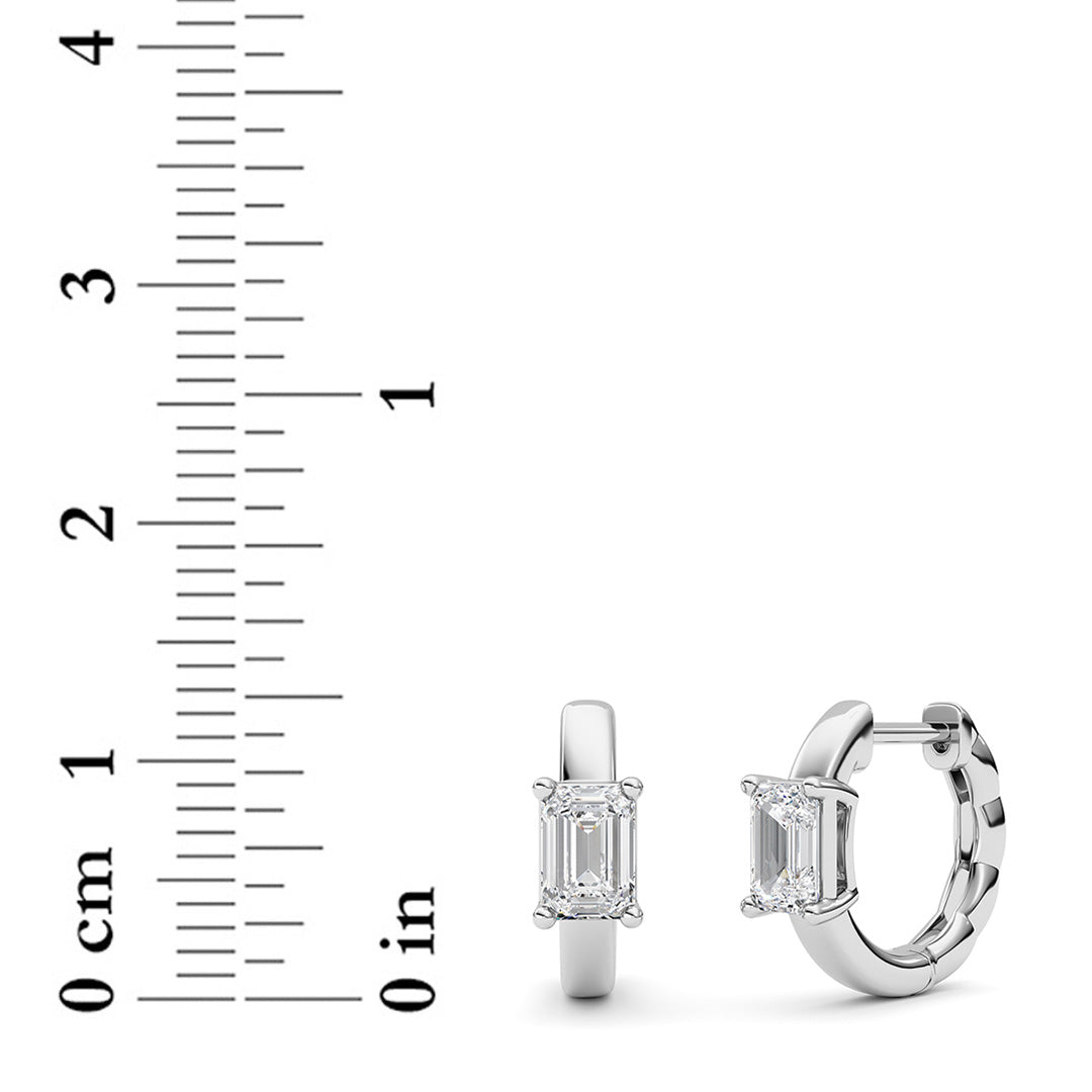 1 ct tw IGI Certified Emerald Lab-Grown Diamond Huggie Earrings in 14K Solid Gold - White