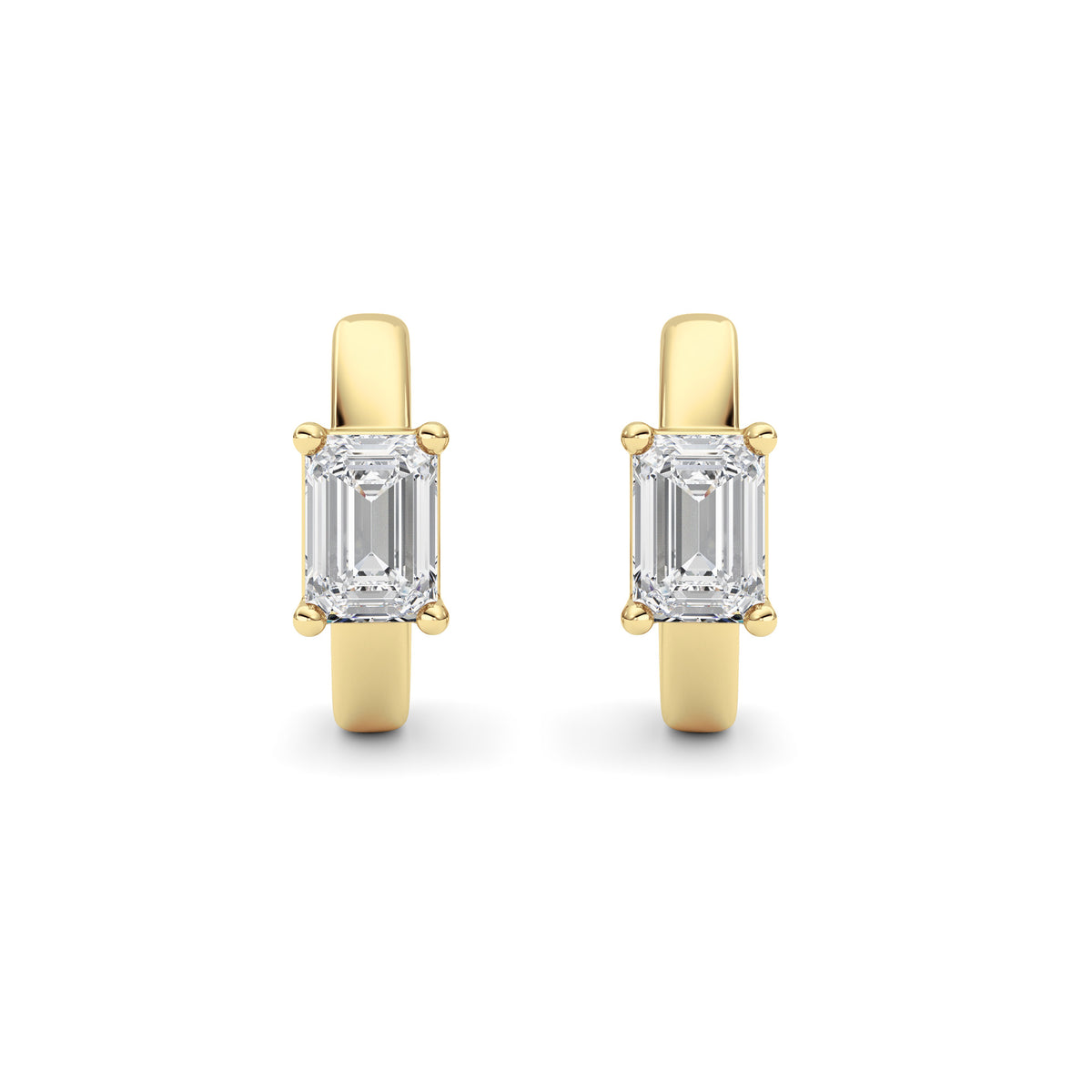 1 ct tw IGI Certified Emerald Lab-Grown Diamond Huggie Earrings in 14K Solid Gold - Yellow