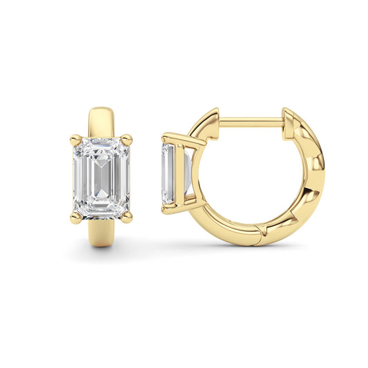 2 ct tw IGI Certified Emerald Lab-Grown Diamond Huggie Earrings in 14K Solid Gold - Yellow