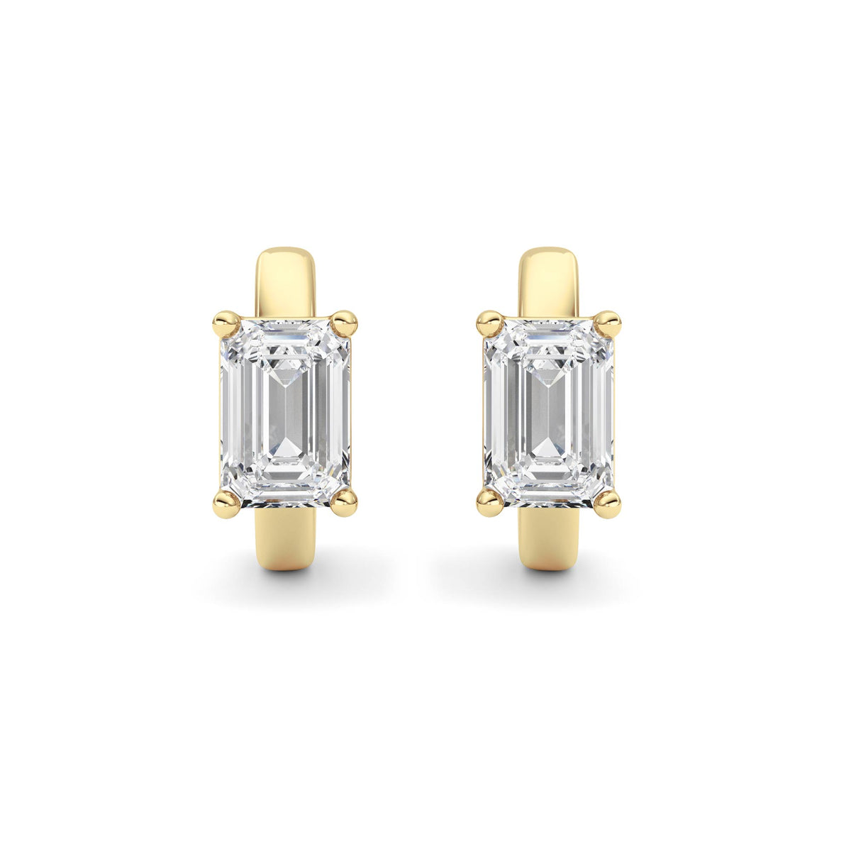 2 ct tw IGI Certified Emerald Lab-Grown Diamond Huggie Earrings in 14K Solid Gold - Yellow