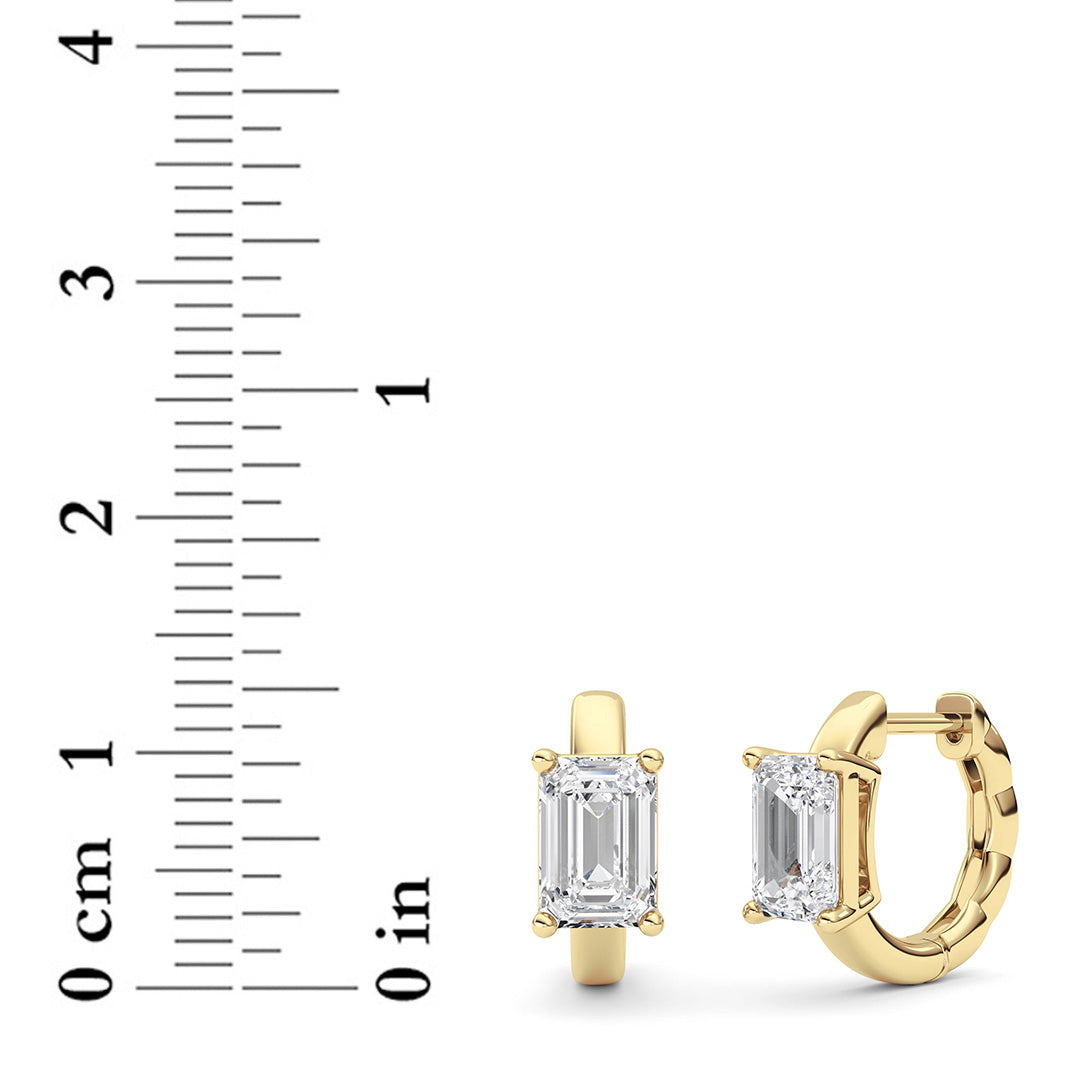 2 ct tw IGI Certified Emerald Lab-Grown Diamond Huggie Earrings in 14K Solid Gold - Yellow