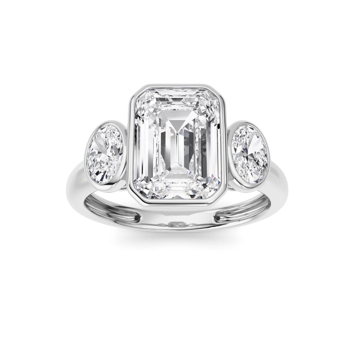 3 ct tw IGI Certified Emerald Lab-Grown Diamond Ring in 14K Solid Gold - White