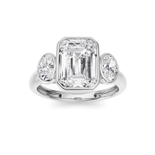 3 ct tw IGI Certified Emerald Lab-Grown Diamond Ring in 14K Solid Gold - White