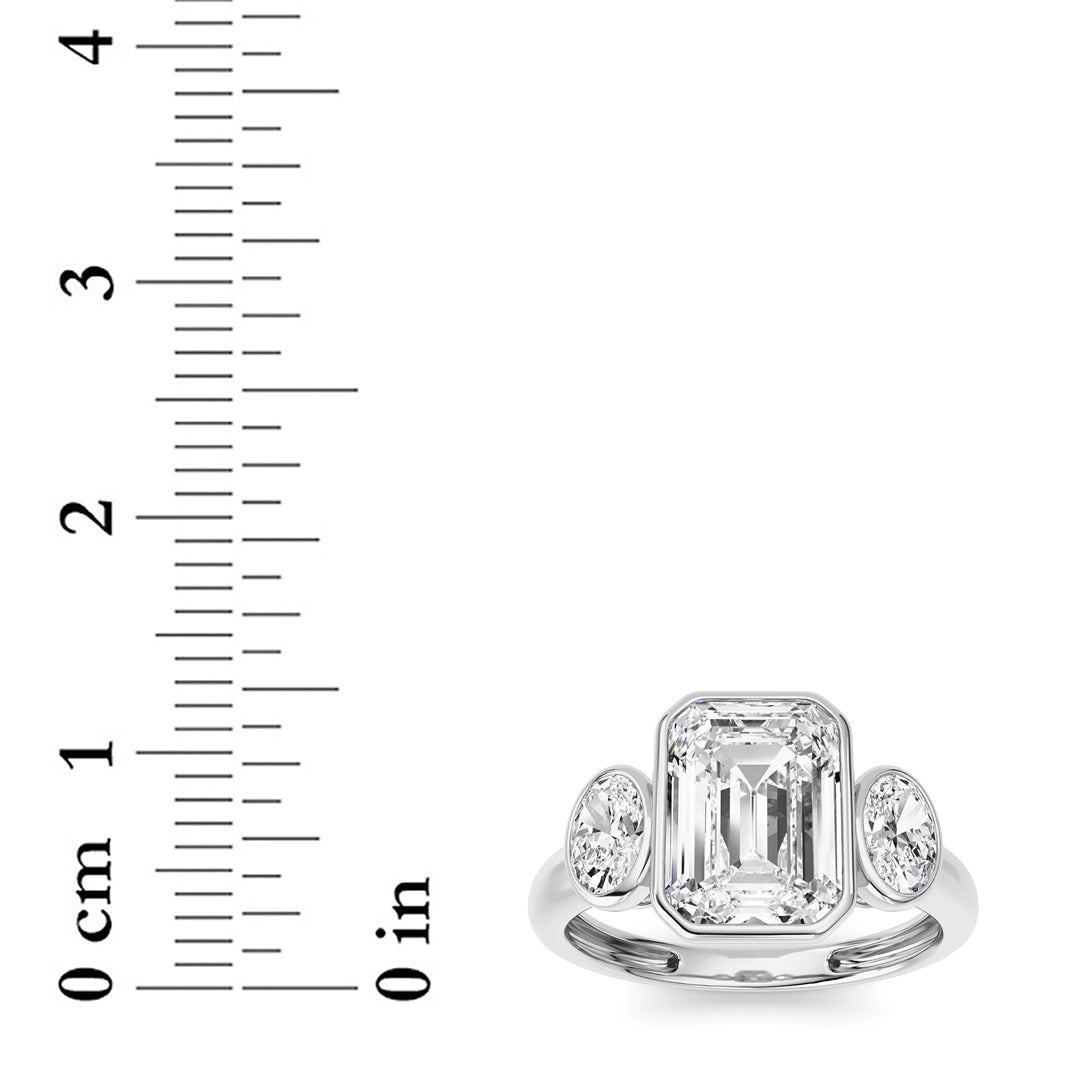3 ct tw IGI Certified Emerald Lab-Grown Diamond Ring in 14K Solid Gold - White