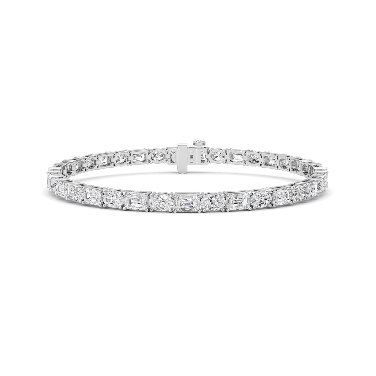 10 ct tw IGI Certified Emerald Lab-Grown Diamond Bracelet in 14K Solid Gold - White