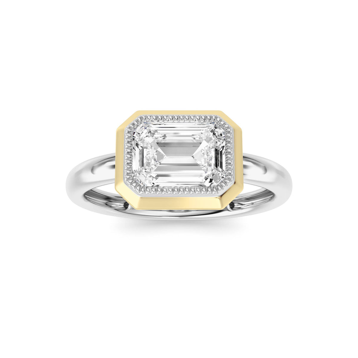 2 ct tw IGI Certified Emerald Lab-Grown Diamond Ring in 14K Solid Gold - White/Yellow