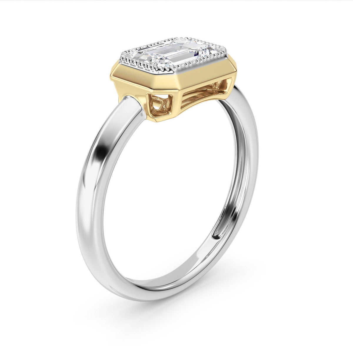 2 ct tw IGI Certified Emerald Lab-Grown Diamond Ring in 14K Solid Gold - White/Yellow