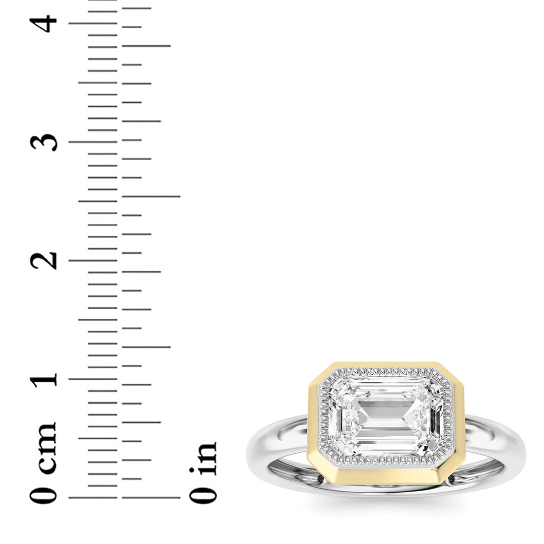 2 ct tw IGI Certified Emerald Lab-Grown Diamond Ring in 14K Solid Gold - White/Yellow