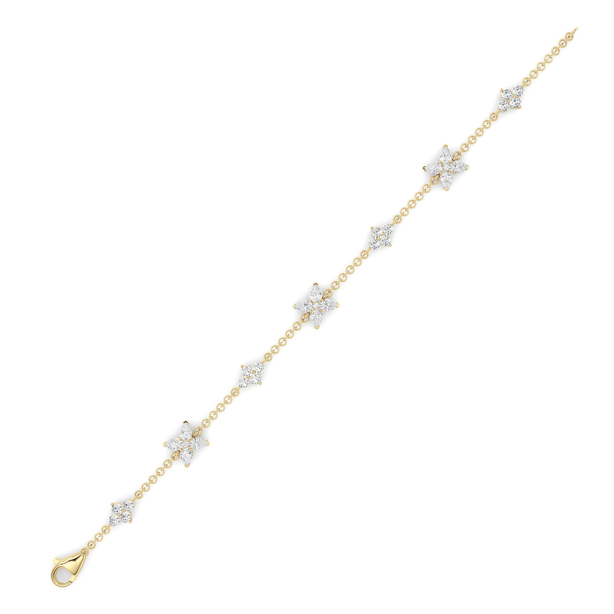 3 ct tw IGI Certified Pear Lab-Grown Diamond Bracelet in 14K Solid Gold - Yellow