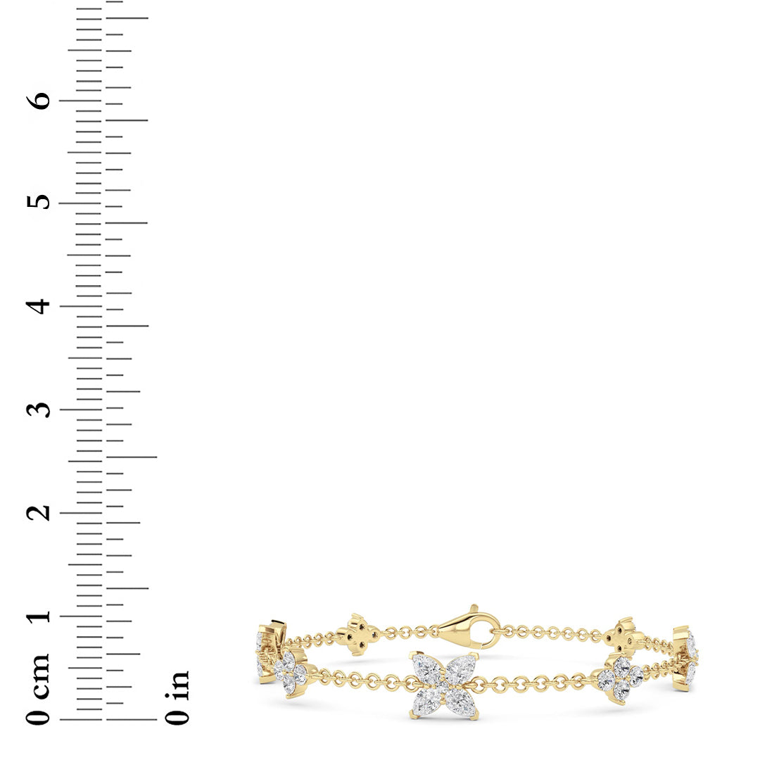 3 ct tw IGI Certified Pear Lab-Grown Diamond Bracelet in 14K Solid Gold - Yellow