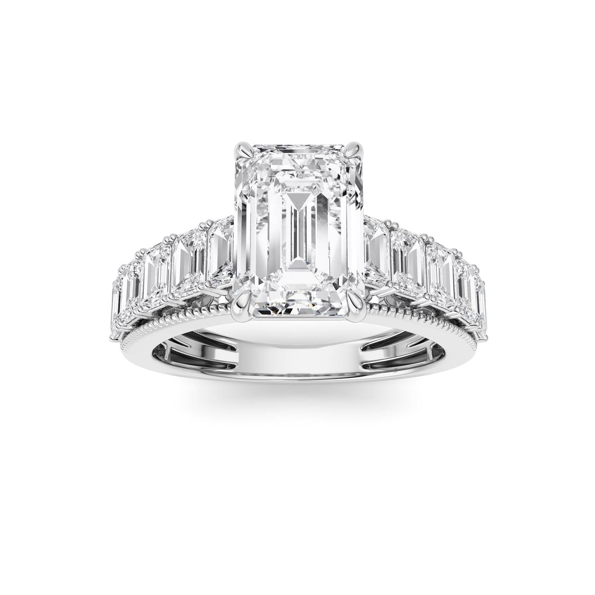 3.5 ct tw IGI Certified Emerald Lab-Grown Diamond Ring in 14K Solid Gold - White