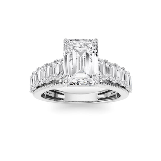 3.5 ct tw IGI Certified Emerald Lab-Grown Diamond Ring in 14K Solid Gold - White