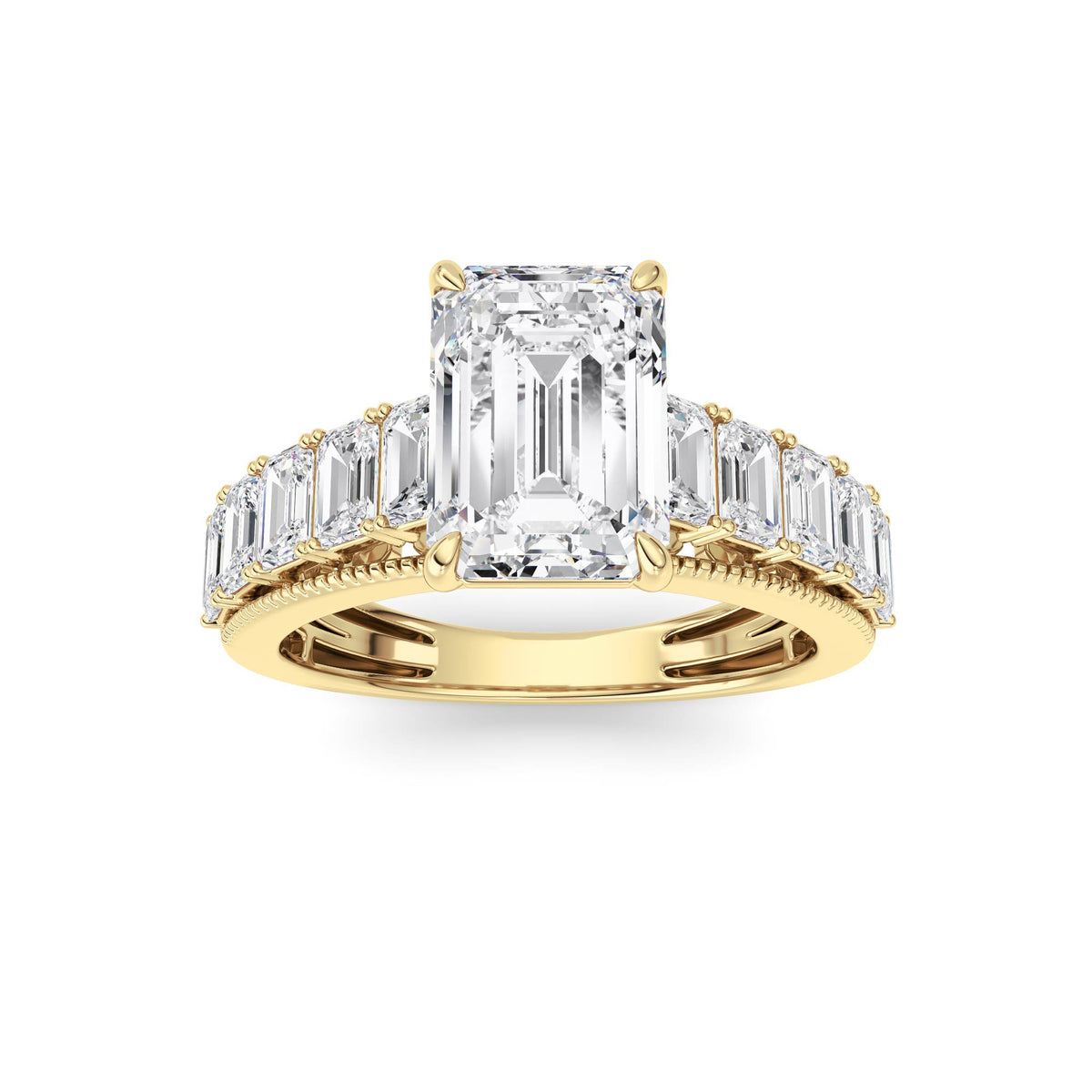 3.5 ct tw IGI Certified Emerald Lab-Grown Diamond Ring in 14K Solid Gold - Yellow