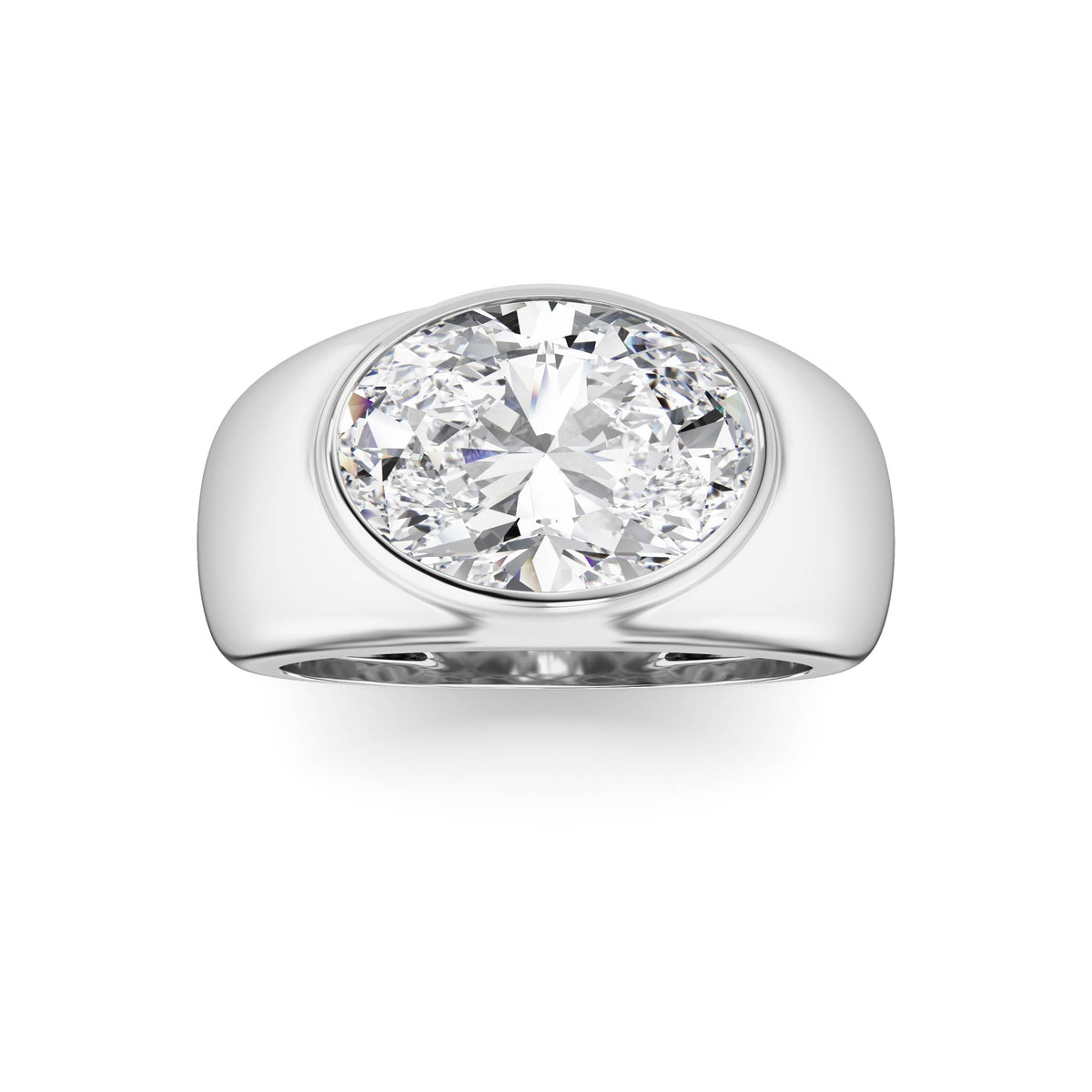 3 ct tw IGI Certified Oval Lab-Grown Diamond Ring in 14K Solid Gold - White