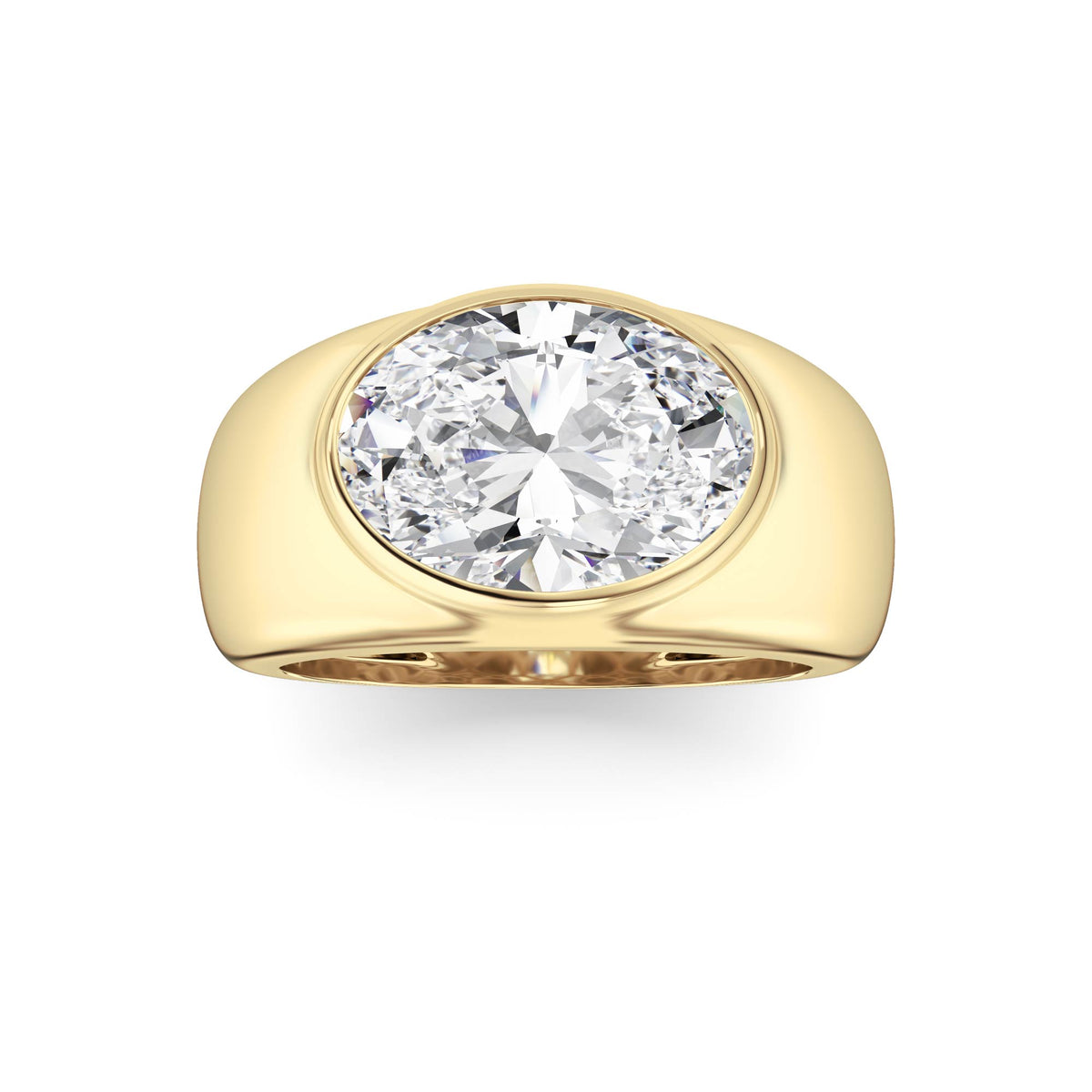 3 ct tw IGI Certified Oval Lab-Grown Diamond Ring in 14K Solid Gold - Yellow