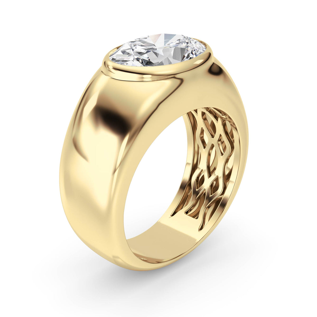 3 ct tw IGI Certified Oval Lab-Grown Diamond Ring in 14K Solid Gold - Yellow
