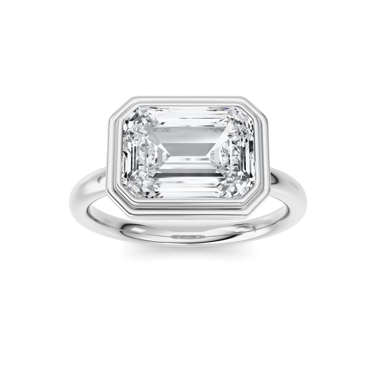 3 ct tw IGI Certified Emerald Lab-Grown Diamond Ring No. 2 in 14K Solid Gold - White