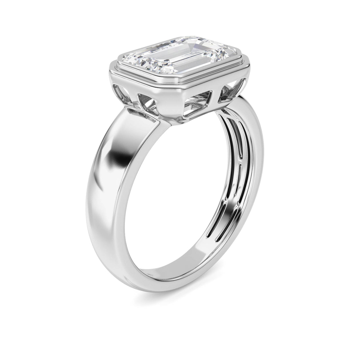 3 ct tw IGI Certified Emerald Lab-Grown Diamond Ring No. 3 in 14K Solid Gold - White