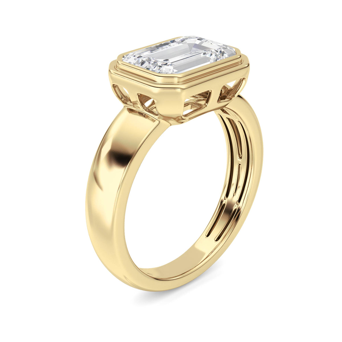 3 ct tw IGI Certified Emerald Lab-Grown Diamond Ring No. 3 in 14K Solid Gold - Yellow