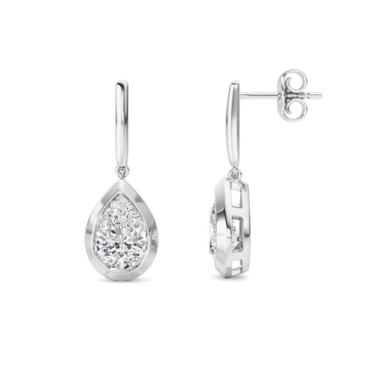 2 ct tw IGI Certified Pear Lab-Grown Diamond Earrings in 14K Solid Gold - White
