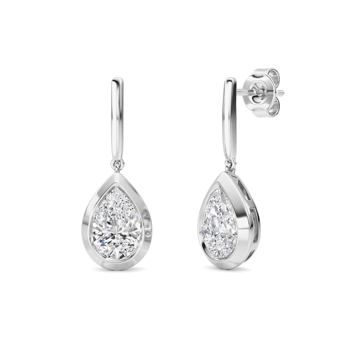 2 ct tw IGI Certified Pear Lab-Grown Diamond Earrings in 14K Solid Gold - White