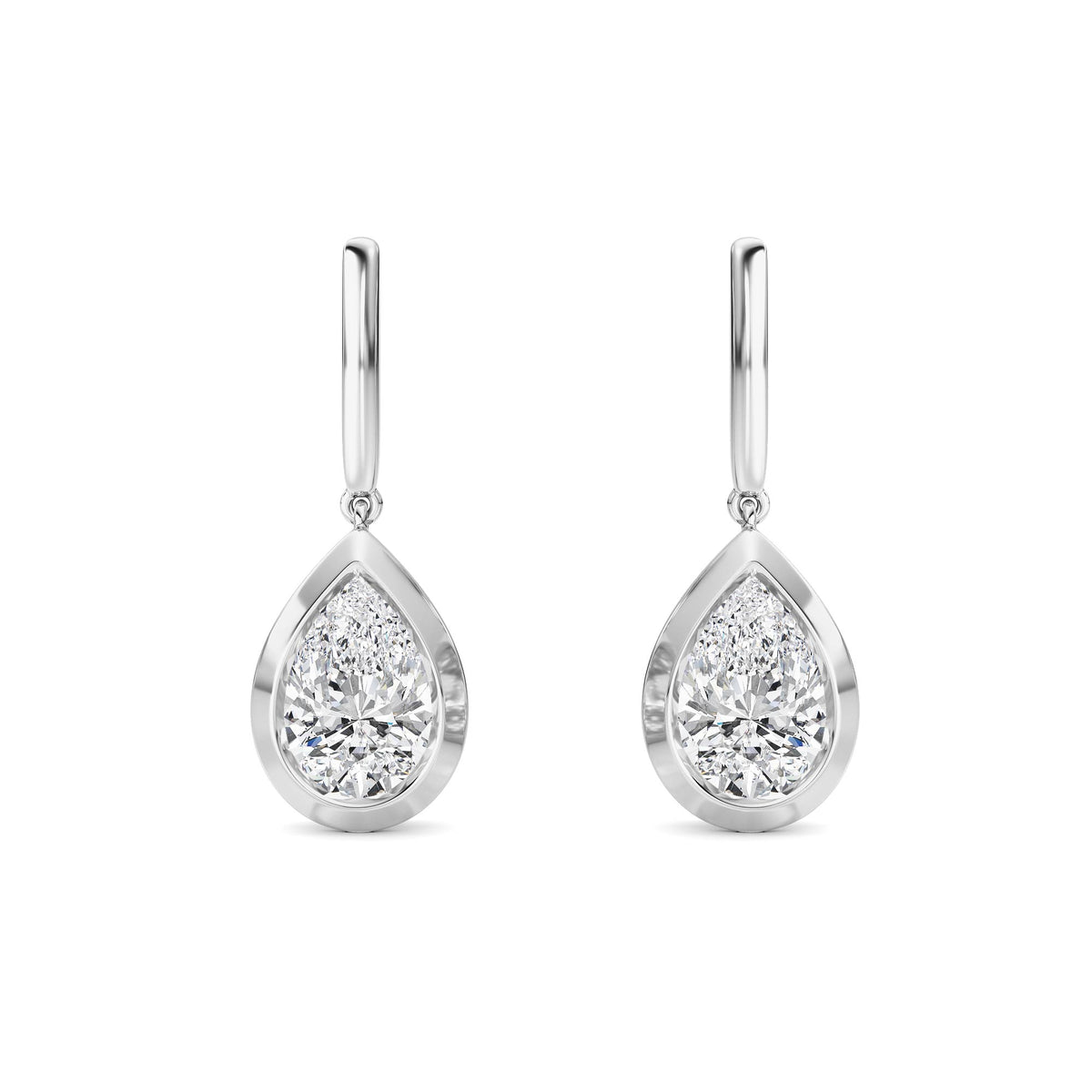 2 ct tw IGI Certified Pear Lab-Grown Diamond Earrings in 14K Solid Gold - White